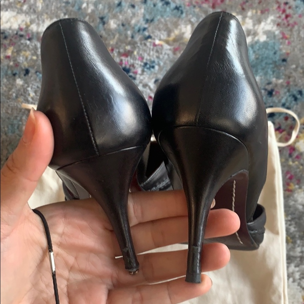 CHANEL Bow Logo Leather Heels Size 38.5 - Picture 6 of 10